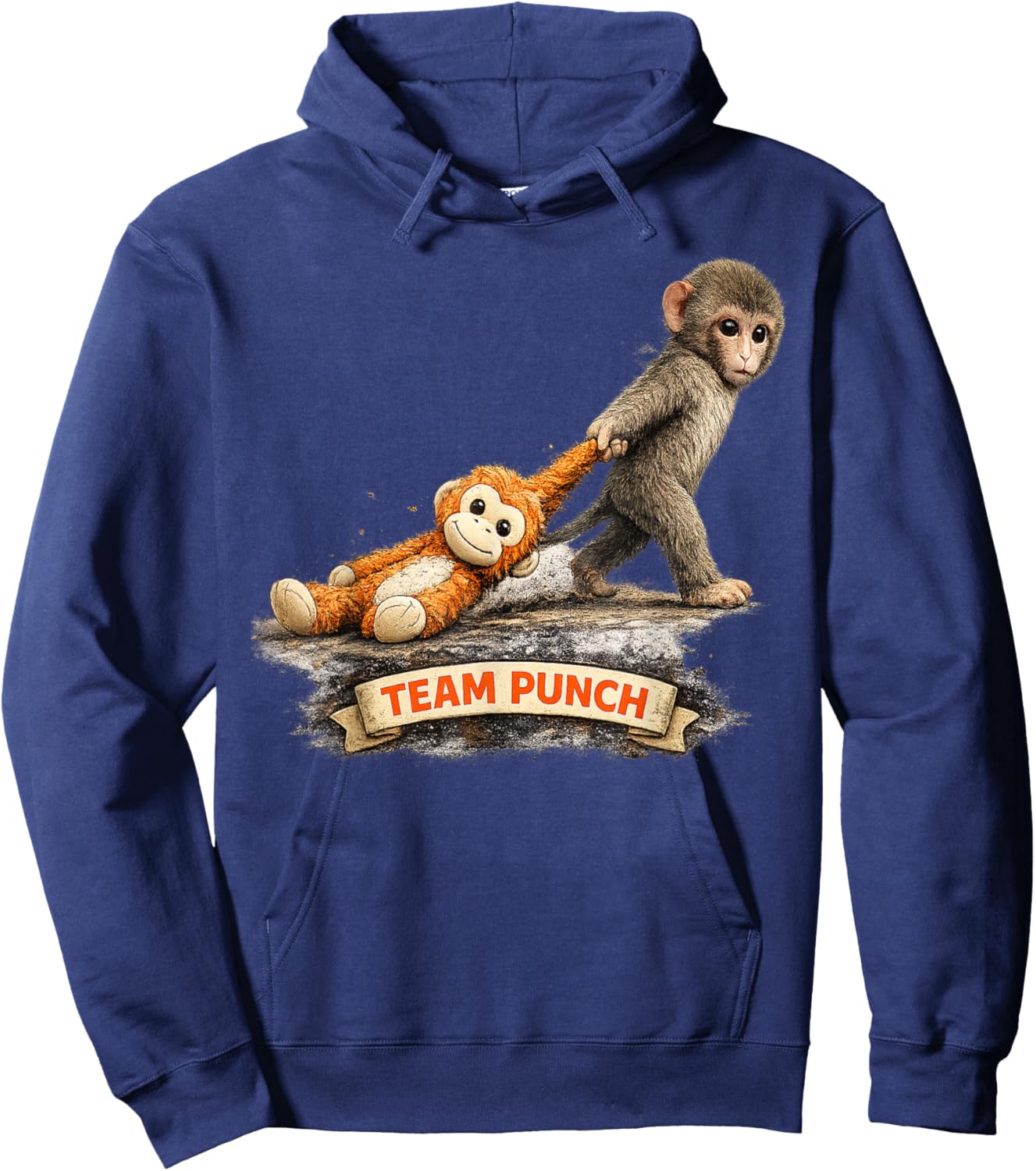 Cute Baby Monkey Punch Viral Zoo Japan Design Hoodie - Hoodie | Navy