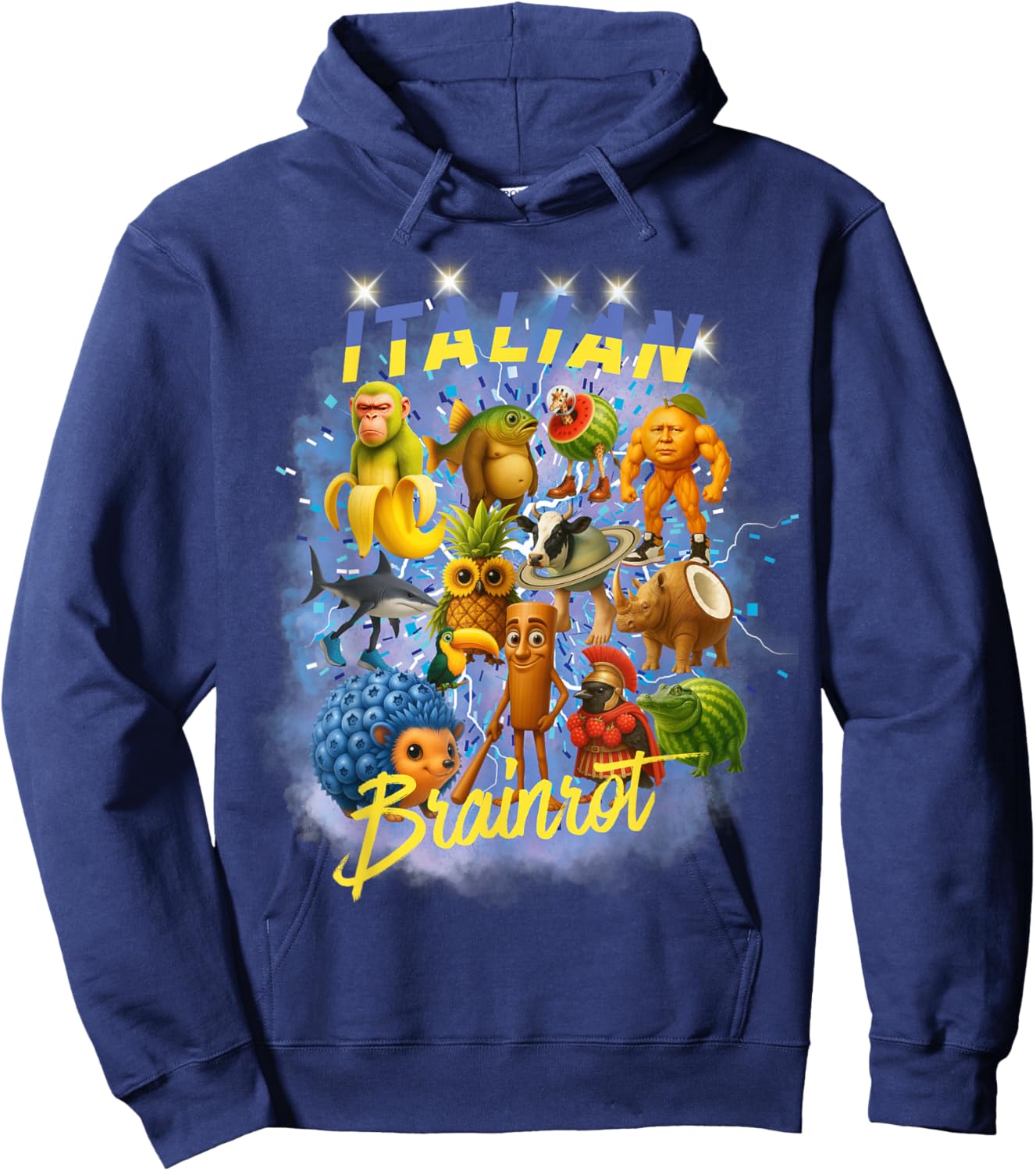 Funny Meme Italian Brainrot Hoodie - Hoodie | Navy