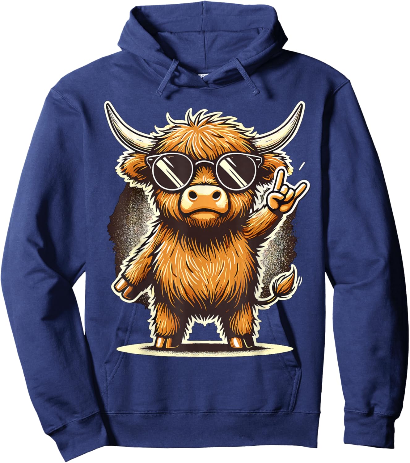 Highland Cow Rock and Roll Hoodie - Hoodie | Navy