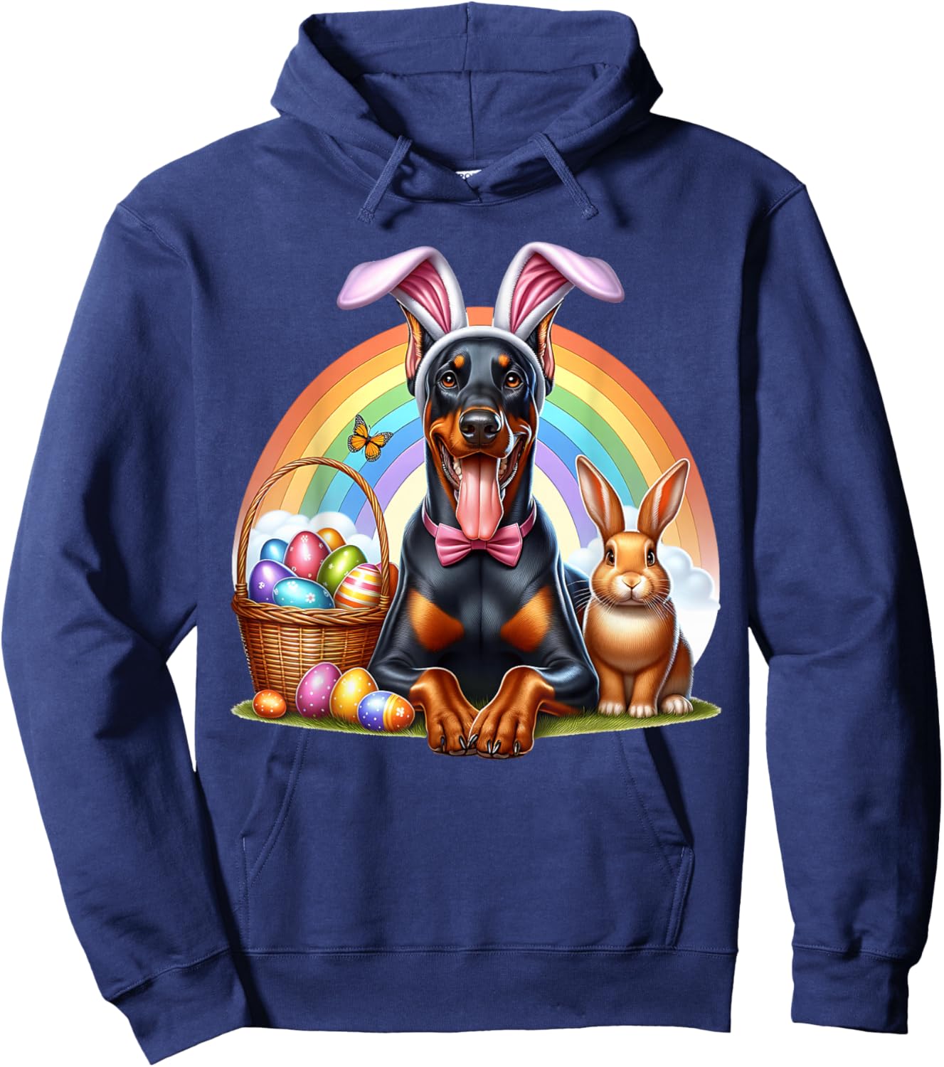 Doberman Happy Easter Doberman Hoodie - Hoodie | Navy