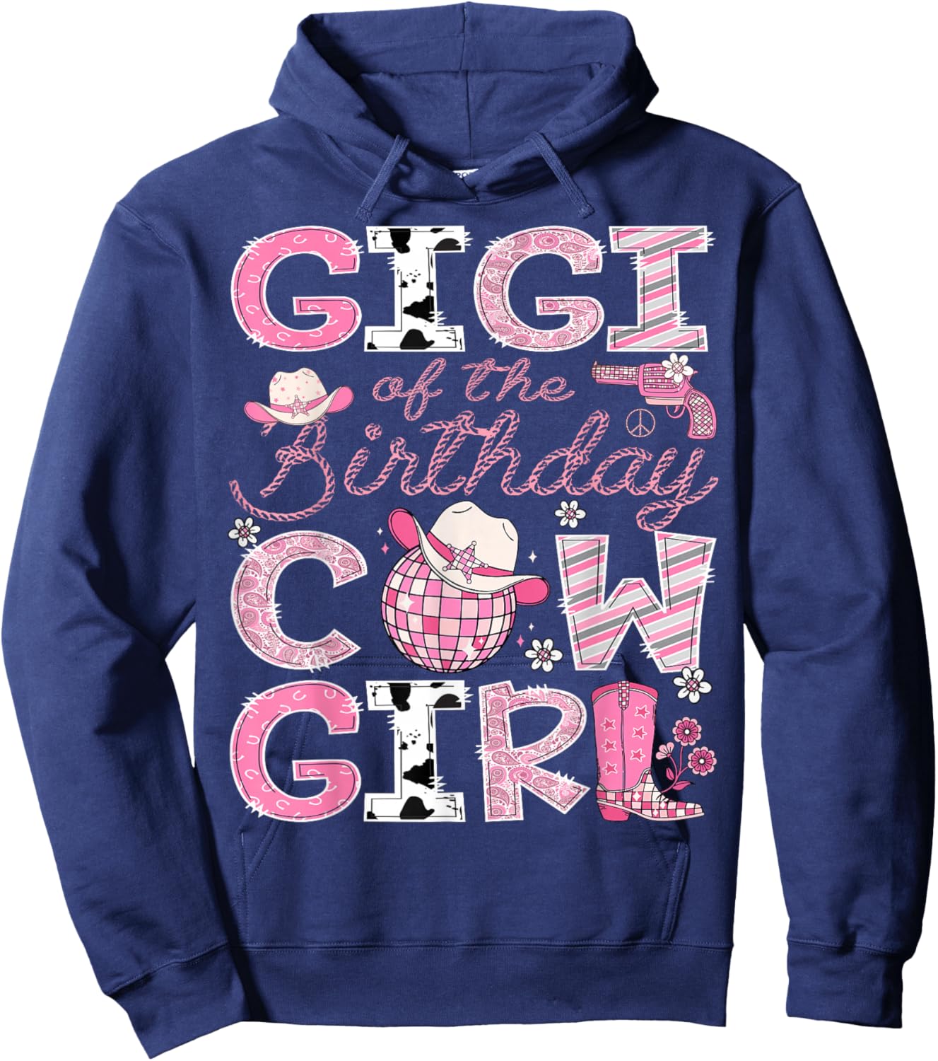 Gigi Of The Birthday CowGirl Pink Rodeo Disco Hoodie - Hoodie | Navy