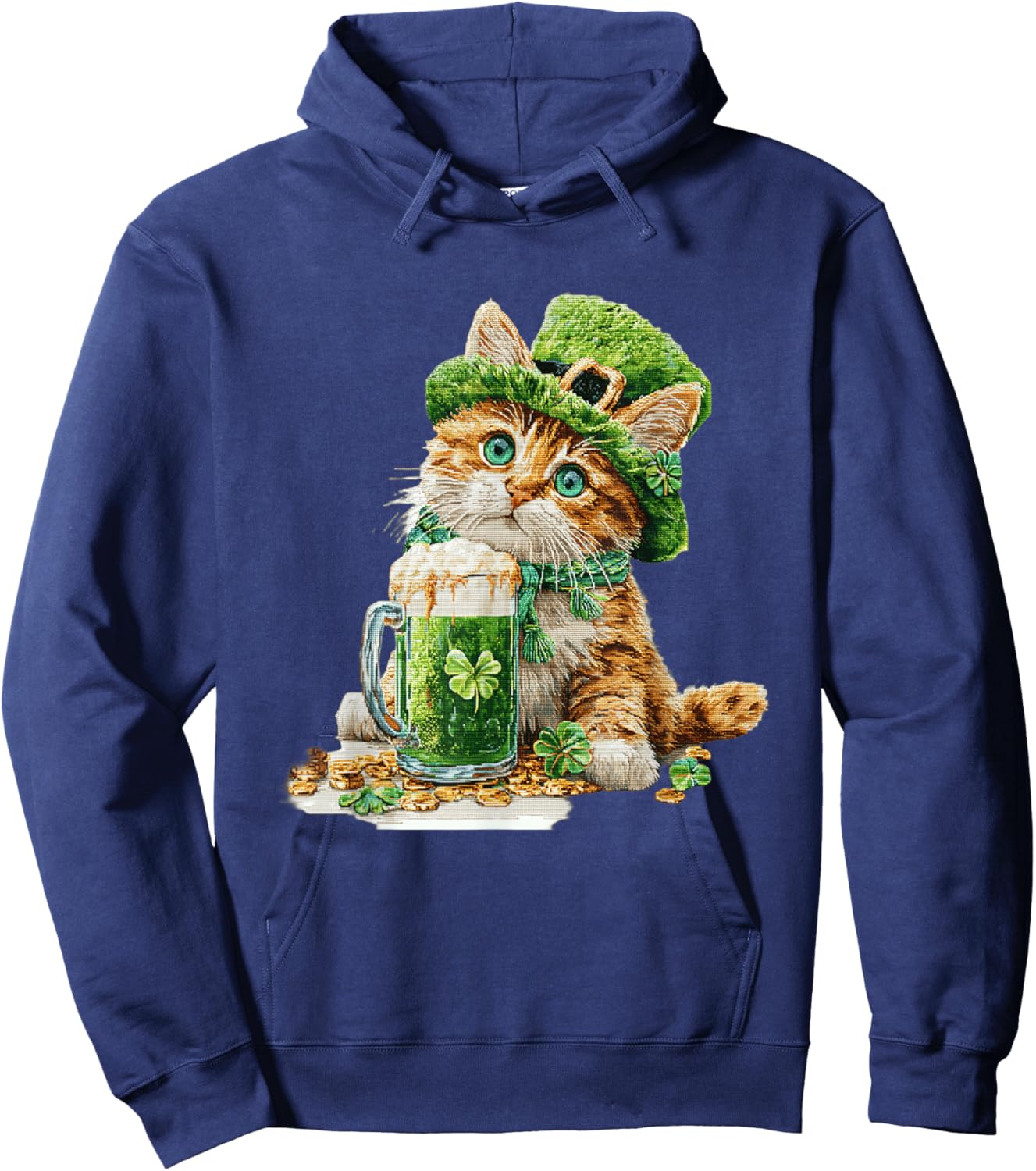 St. Patrick's Day Cat, Kitten Lover, Kids Boys Hoodie - Hoodie | Navy