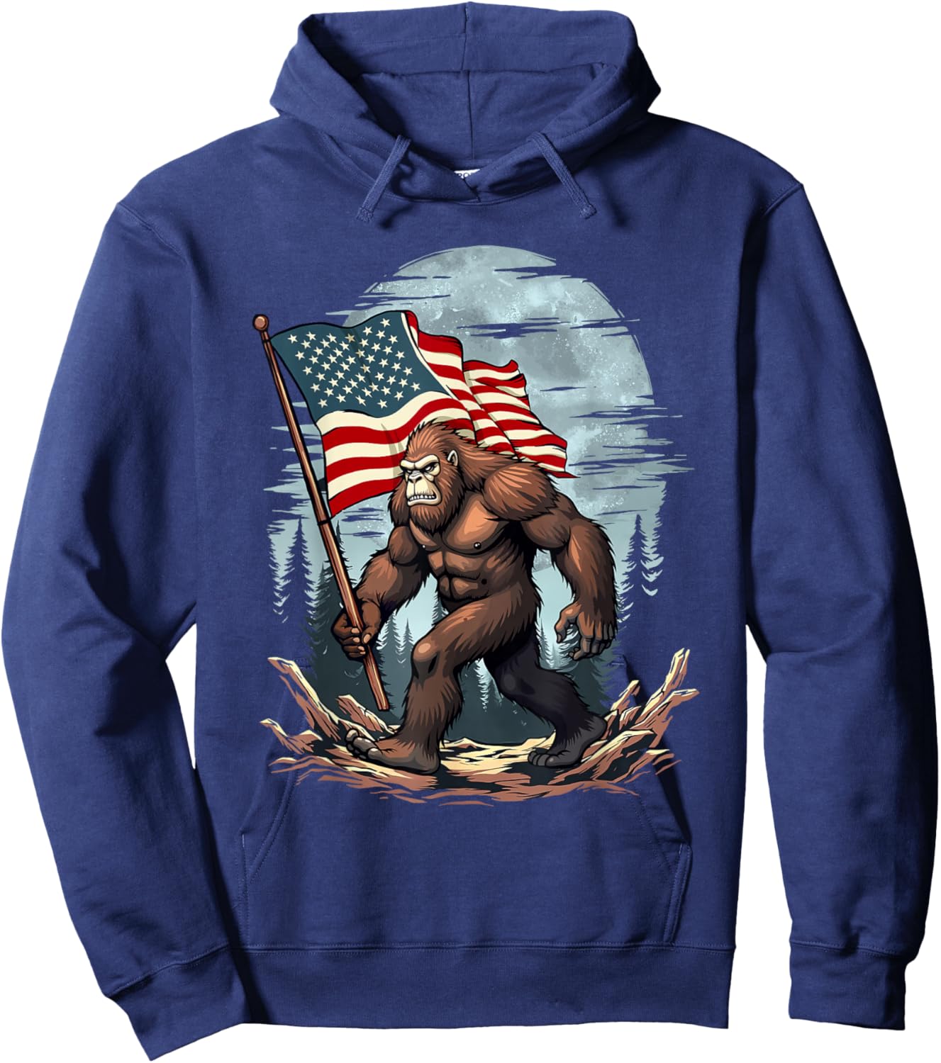 Patriotic Bigfoot - USA Flag 4th of July 4 Hoodie - Hoodie | Navy