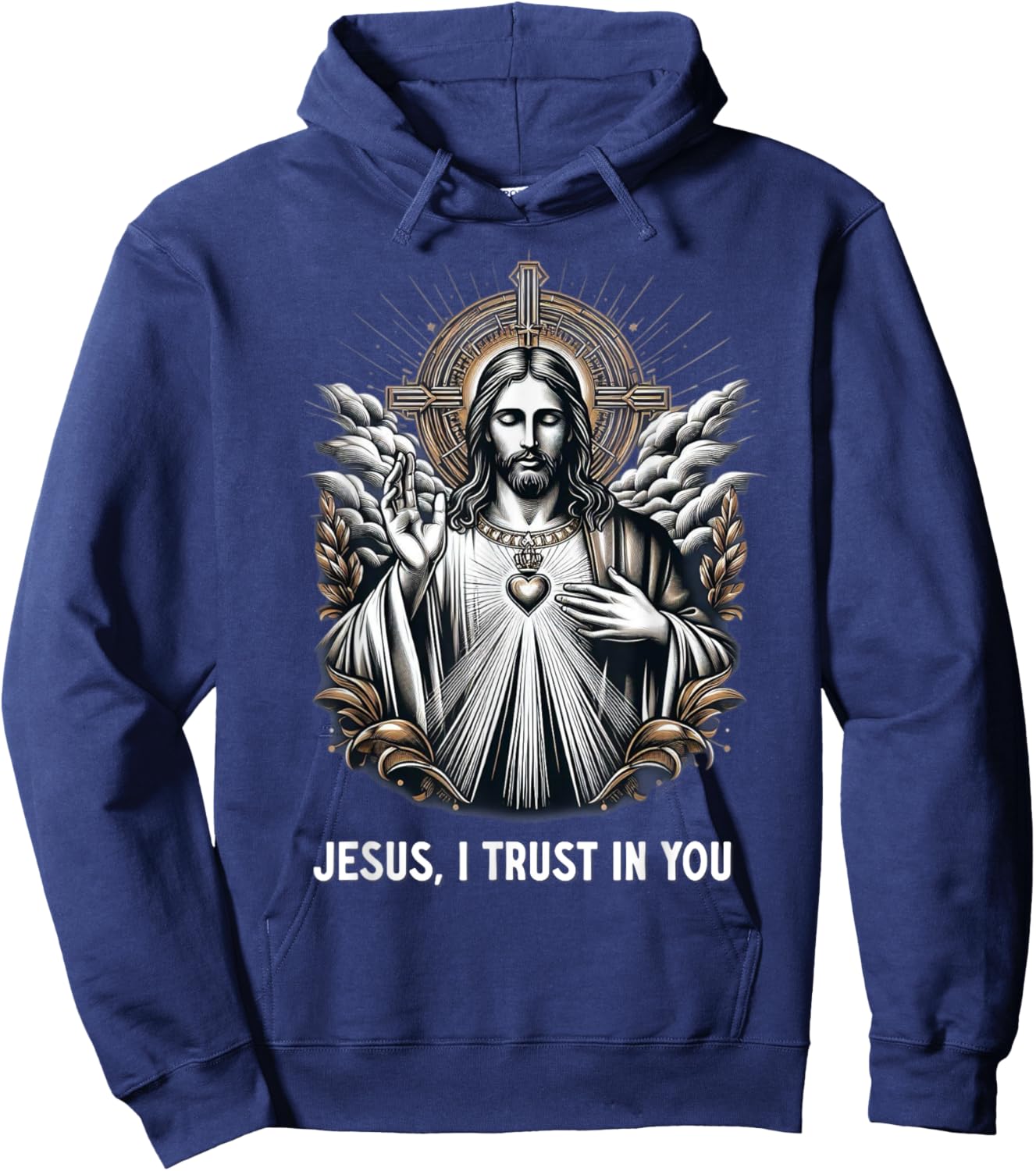 Jesus I Trust In You Divine Mercy Catholic Hoodie - Hoodie | Navy