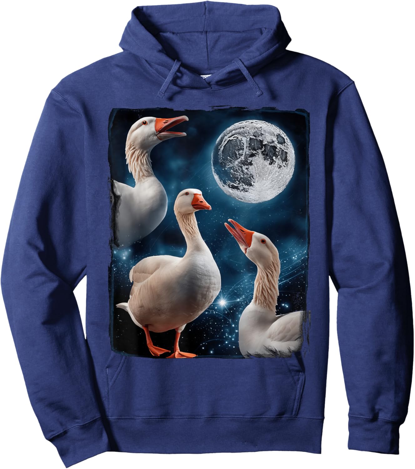 Goose Howling At Moon Hoodie - Hoodie | Navy