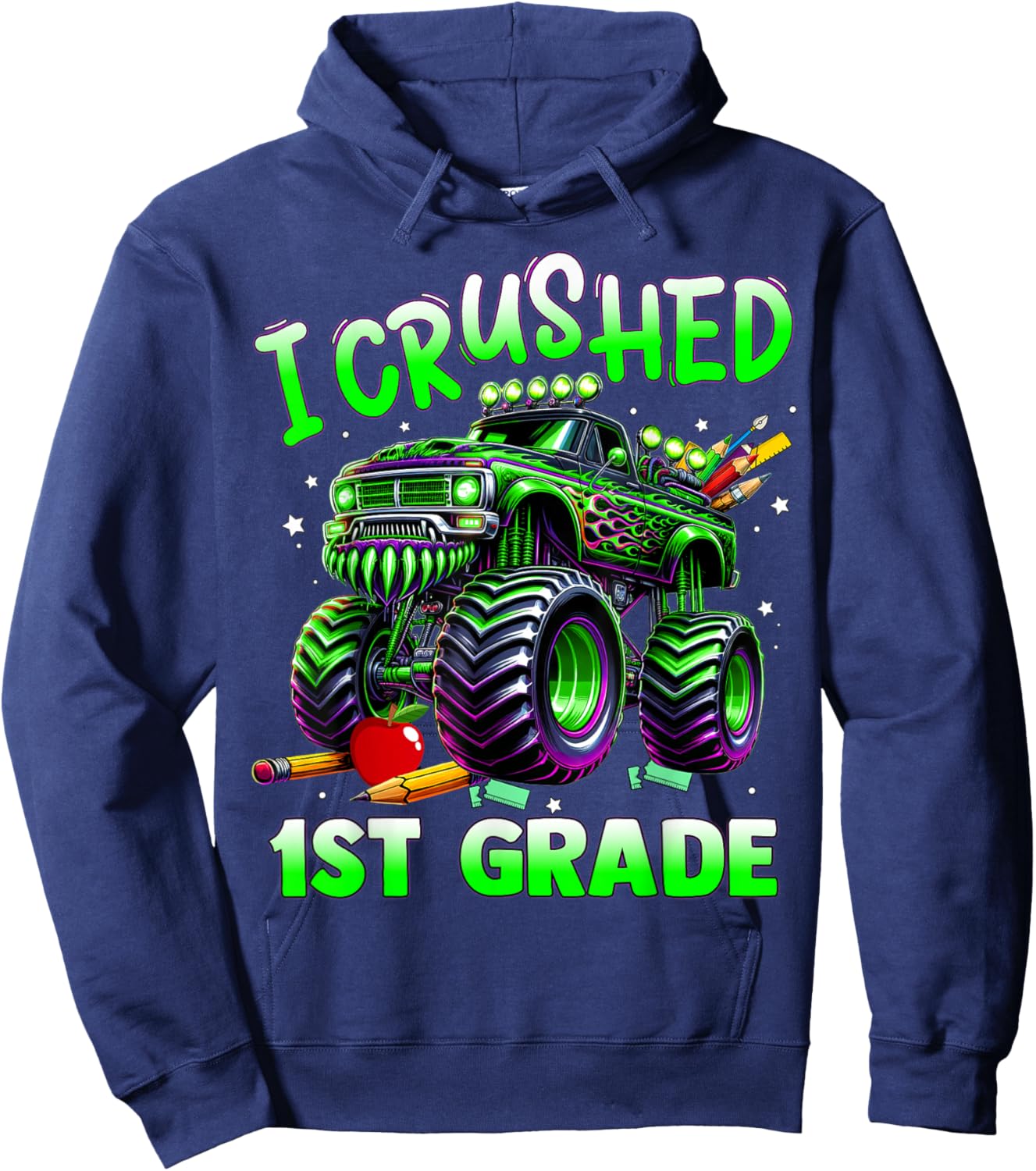 I Crushed 1st Grade Last Day of School Boys Hoodie - Hoodie | Navy