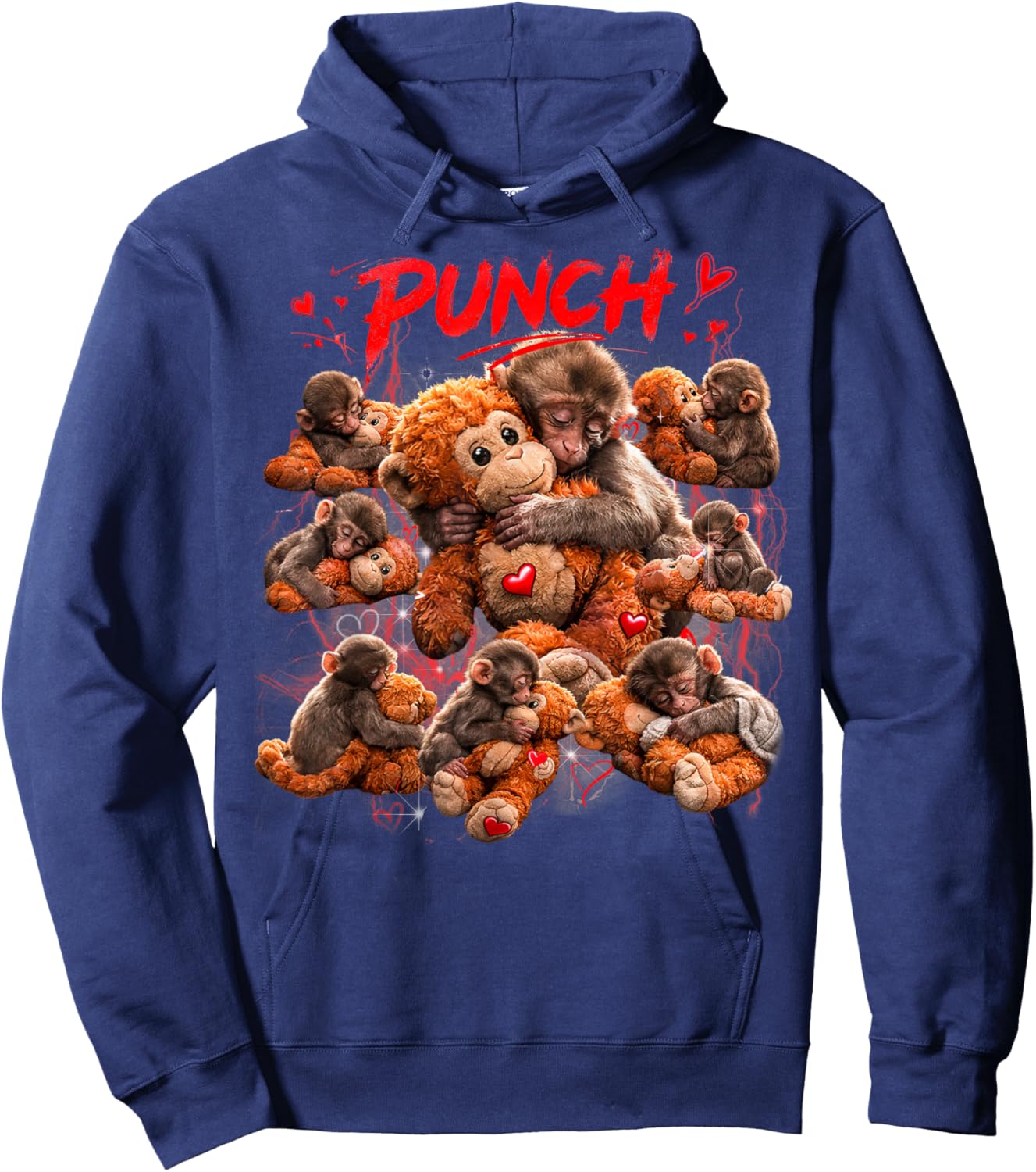Cute Monkey Punch Hoodie - Hoodie | Navy