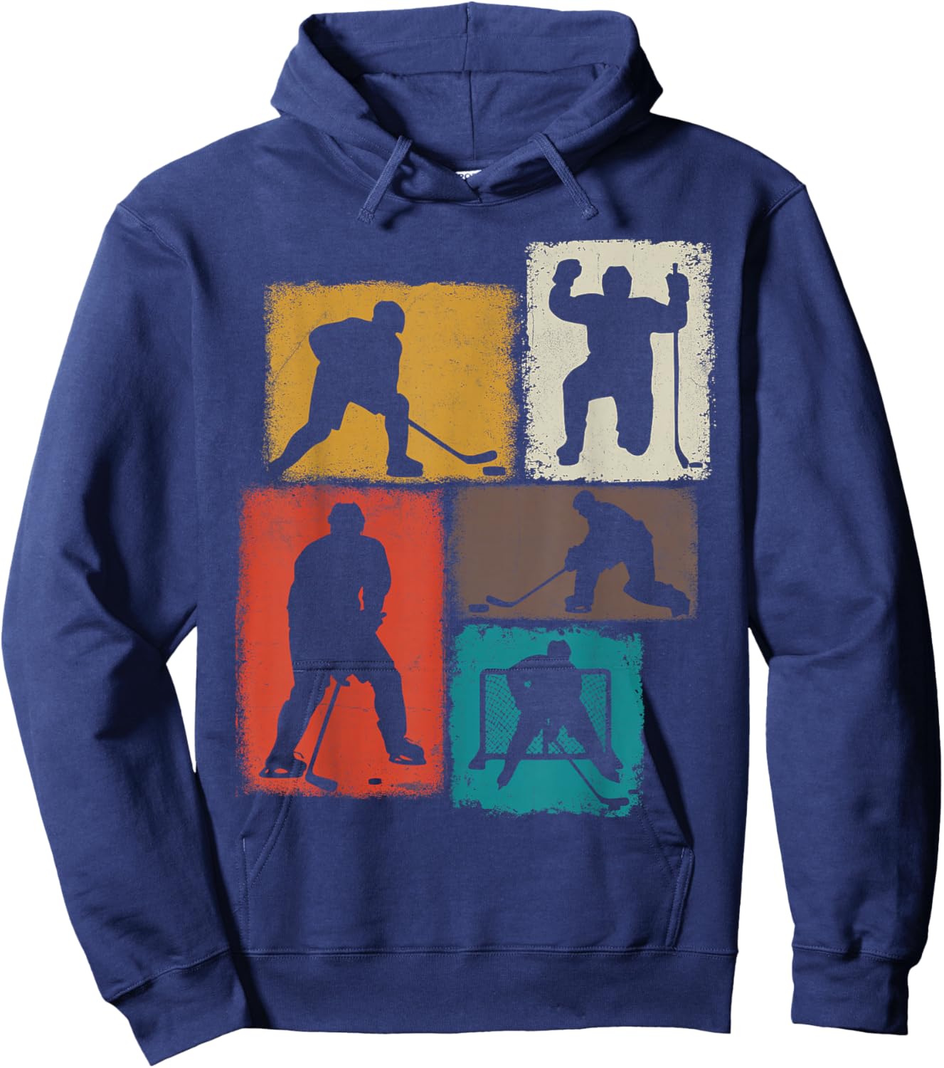 Hockey Player Collage Men Kids Coach Youth Boys Hoodie - Hoodie | Navy