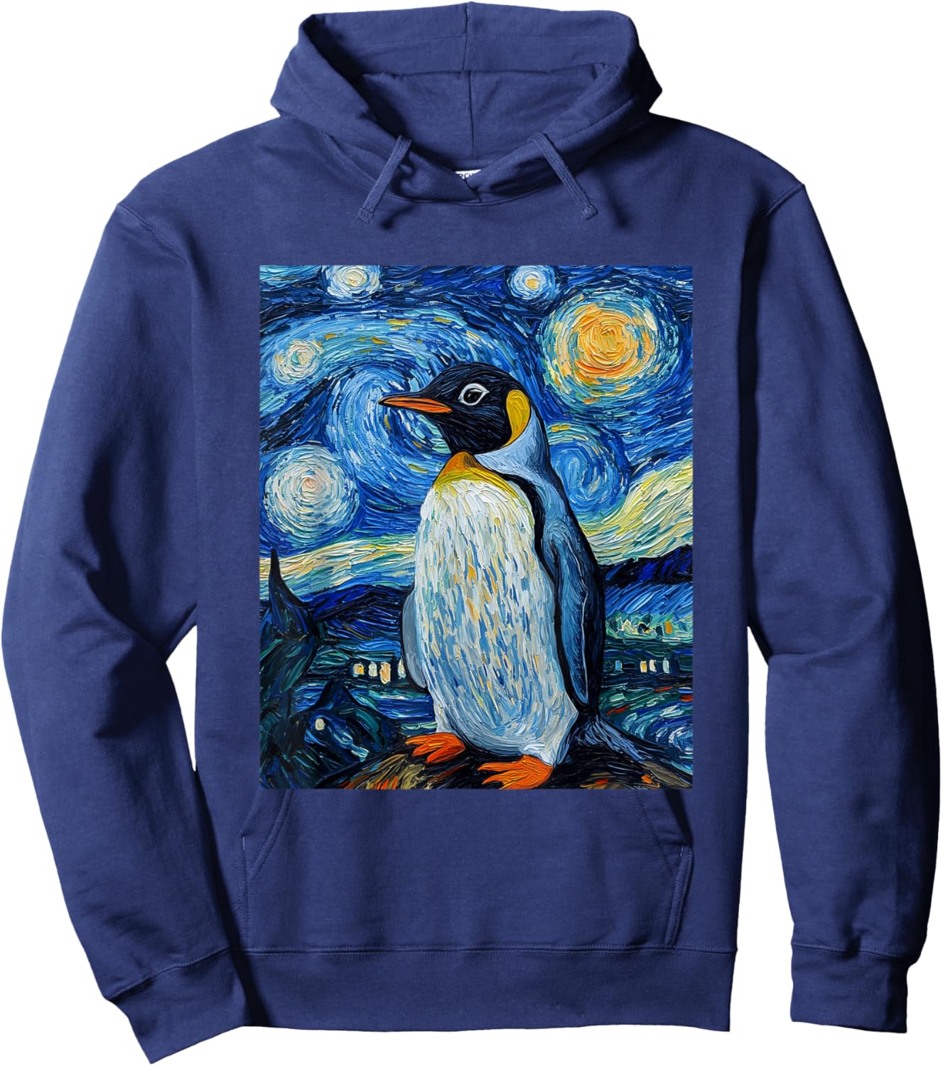 Penguin Bird - Van Gogh Style - Starry Night Hoodie - Hoodie | Navy
