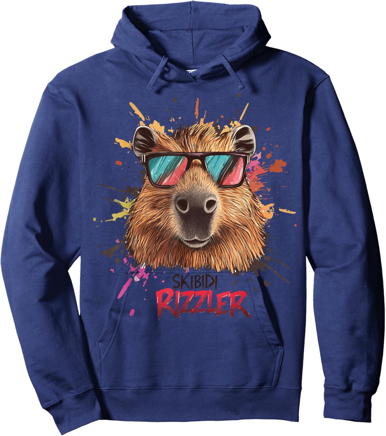 Funny Skibidi Toilet Rizzler Capybara Rizz Meme Hoodie - Hoodie | Navy