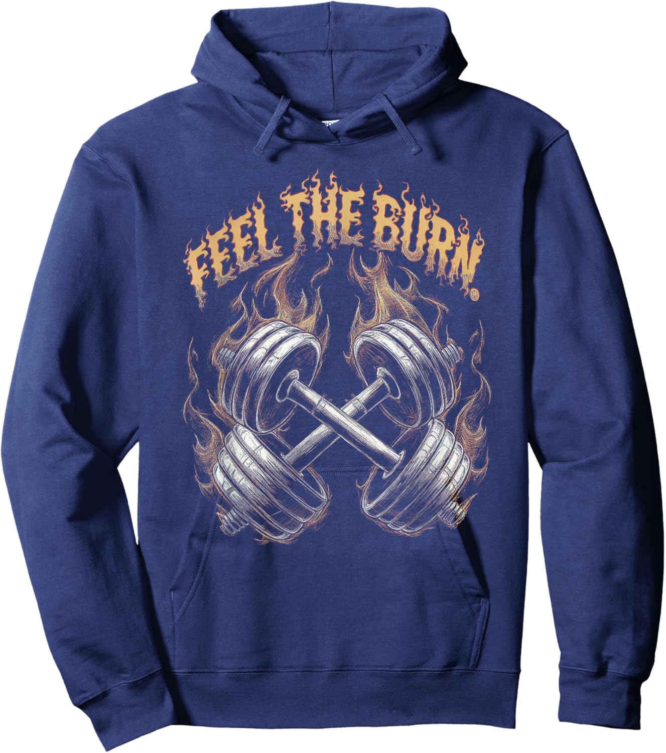 Feel the Burn - Gym Art Dumbbells Design Hoodie - Hoodie | Navy