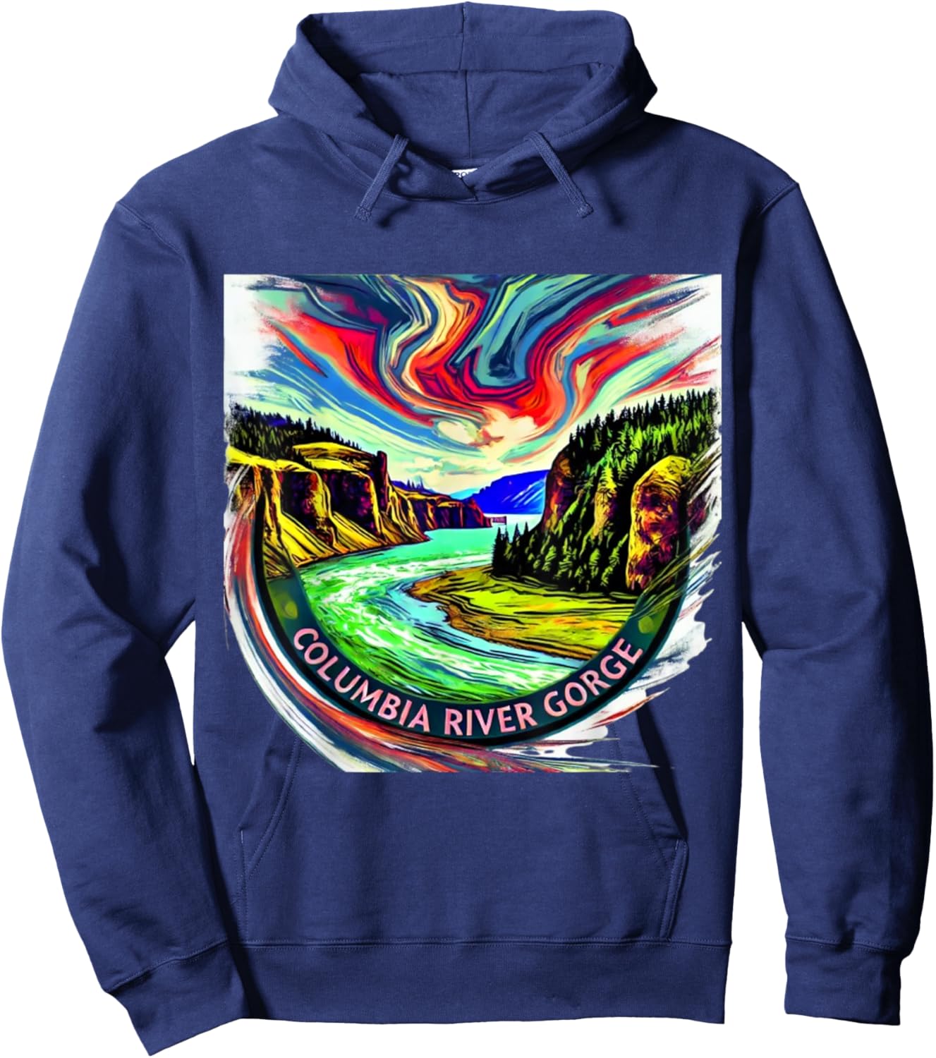 Columbia River Gorge artsy Hoodie - Hoodie | Navy