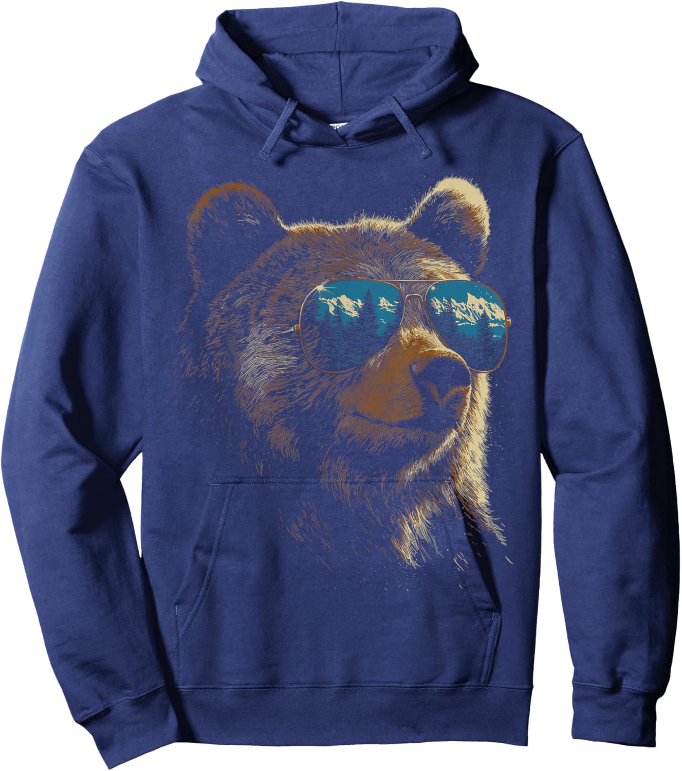 Retro Novelty Men Women Kids Funny Bear Hoodie - Hoodie | Navy