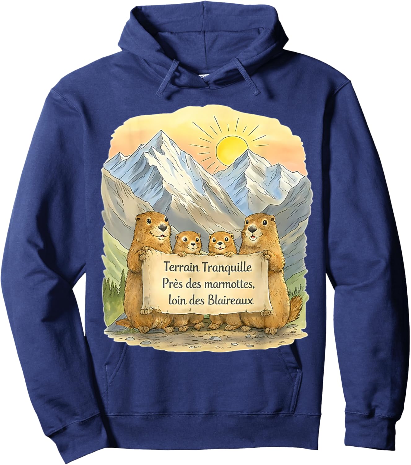 Close to Marmots Away from Badgers Humor Hiking Hoodie - Hoodie | Navy