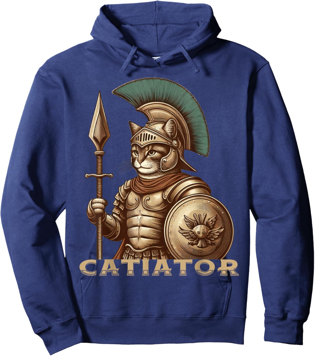 Cat Warrior Gladiator Cat Lovers Funny Cats Hoodie - Hoodie | Navy