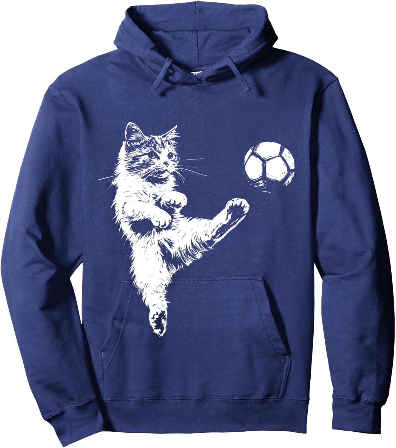 Funny Cat Soccer Ball Graphic Hoodie - Hoodie | Navy
