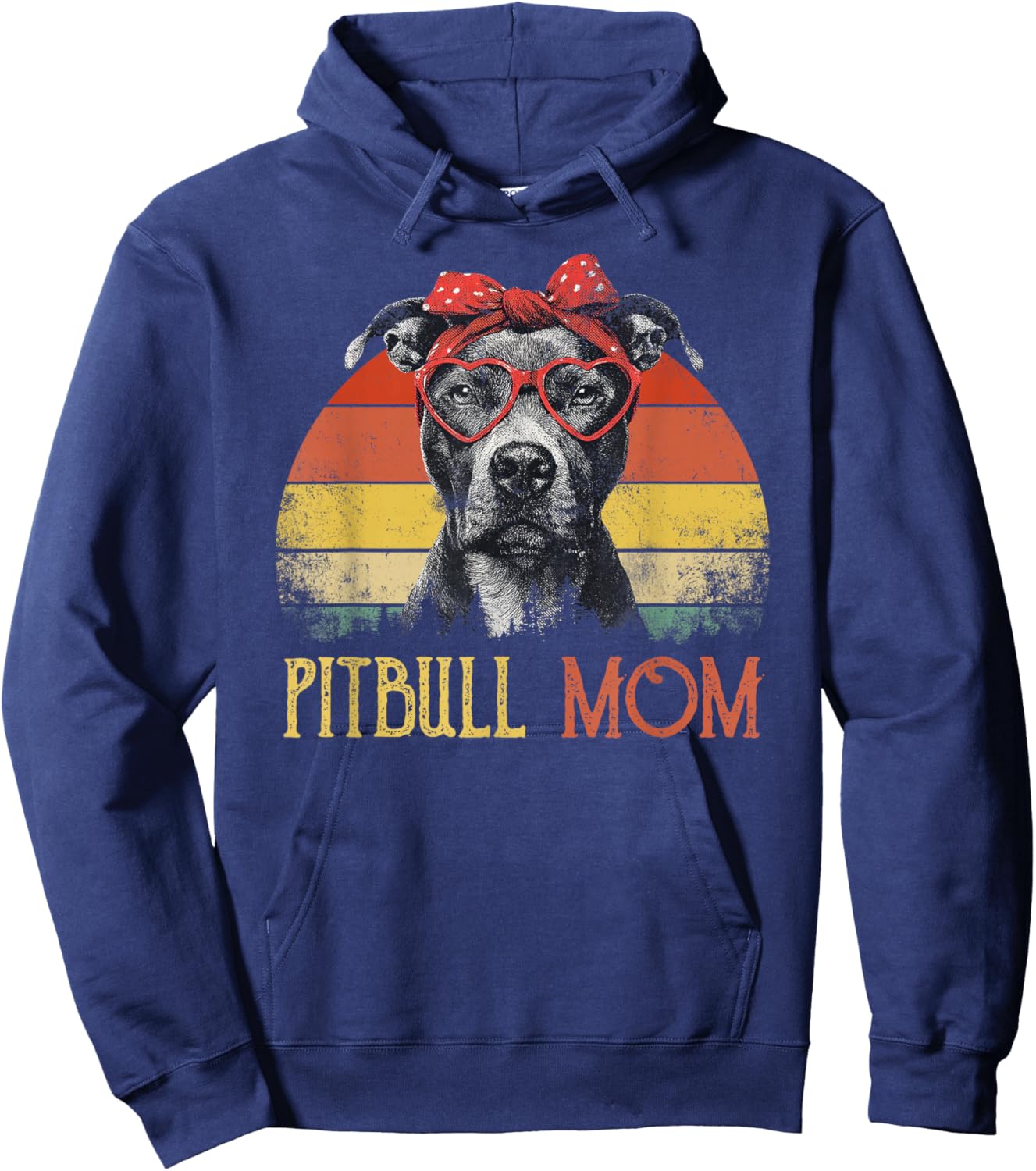 Pitbull Mom Dog Retro Vintage Design Women's Hoodie - Hoodie | Navy