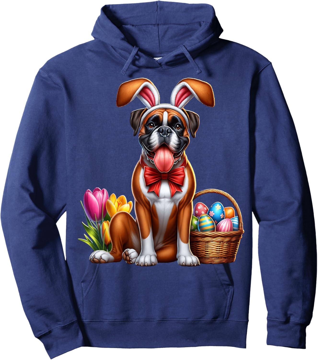 Boxer Happy Easter Dog Boxer Hoodie - Hoodie | Navy