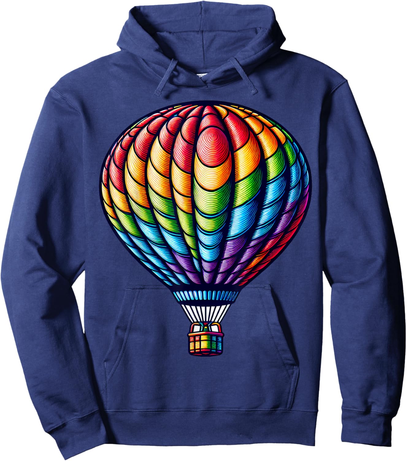 Colorful Rainbow Hot Air Balloon Flight Hoodie - Hoodie | Navy