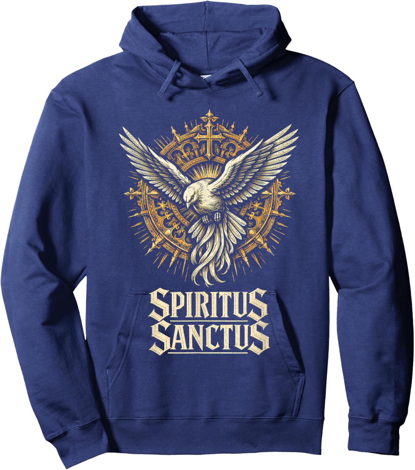 Holy Spirit Latin Catholic Dove Hoodie - Hoodie | Navy