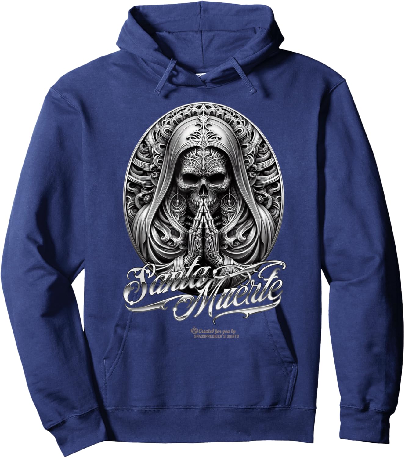 Santa Muerte in Prayer Oval Amulet Santa Muerte Hoodie - Hoodie | Navy