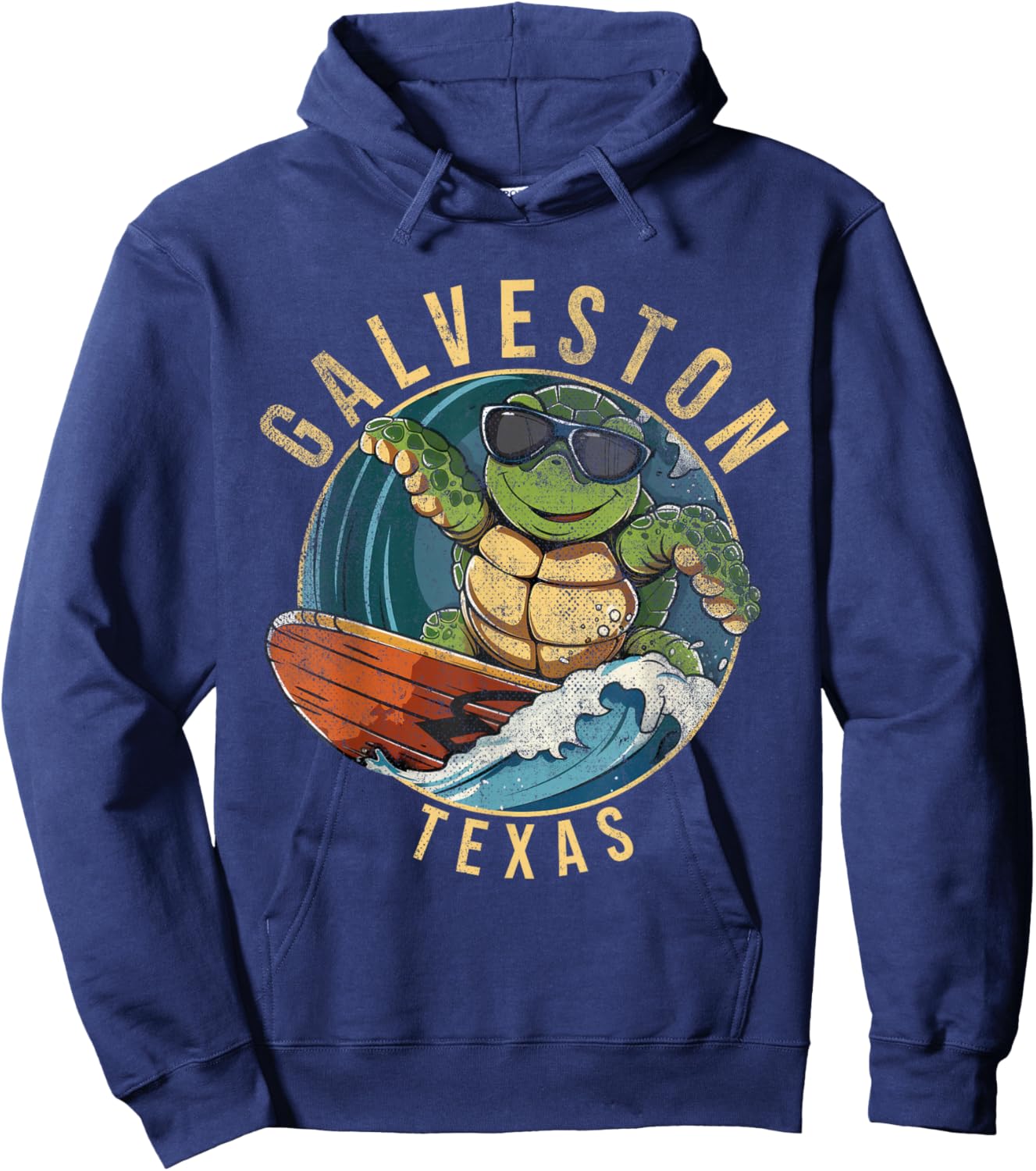 Galveston Texas TX | surfing turtle Hoodie - Hoodie | Navy
