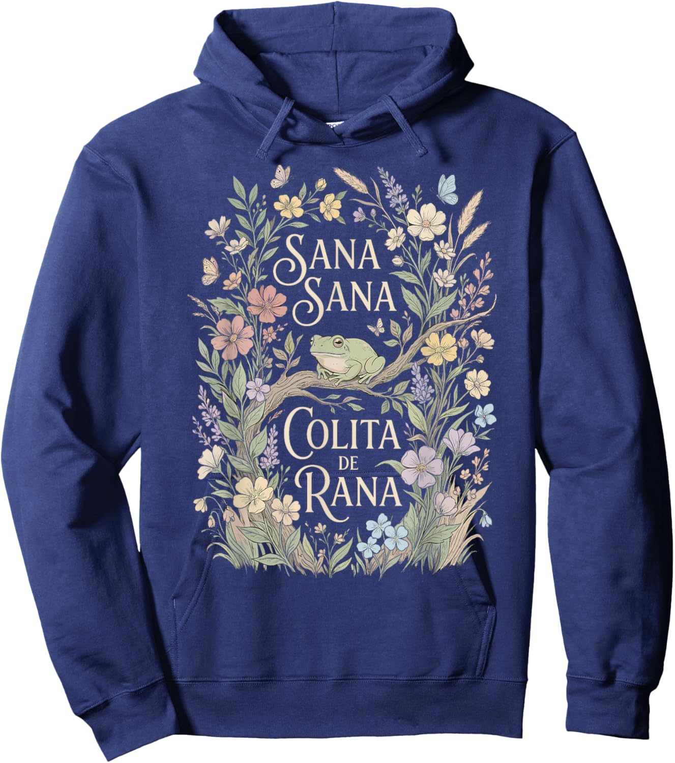 Spanish Frog Floral Nursery Rhyme Hoodie - Hoodie | Navy