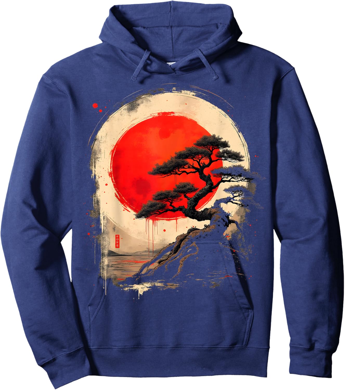 Japanese Bonsai Tree Zen Art Vintage Hoodie - Hoodie | Navy