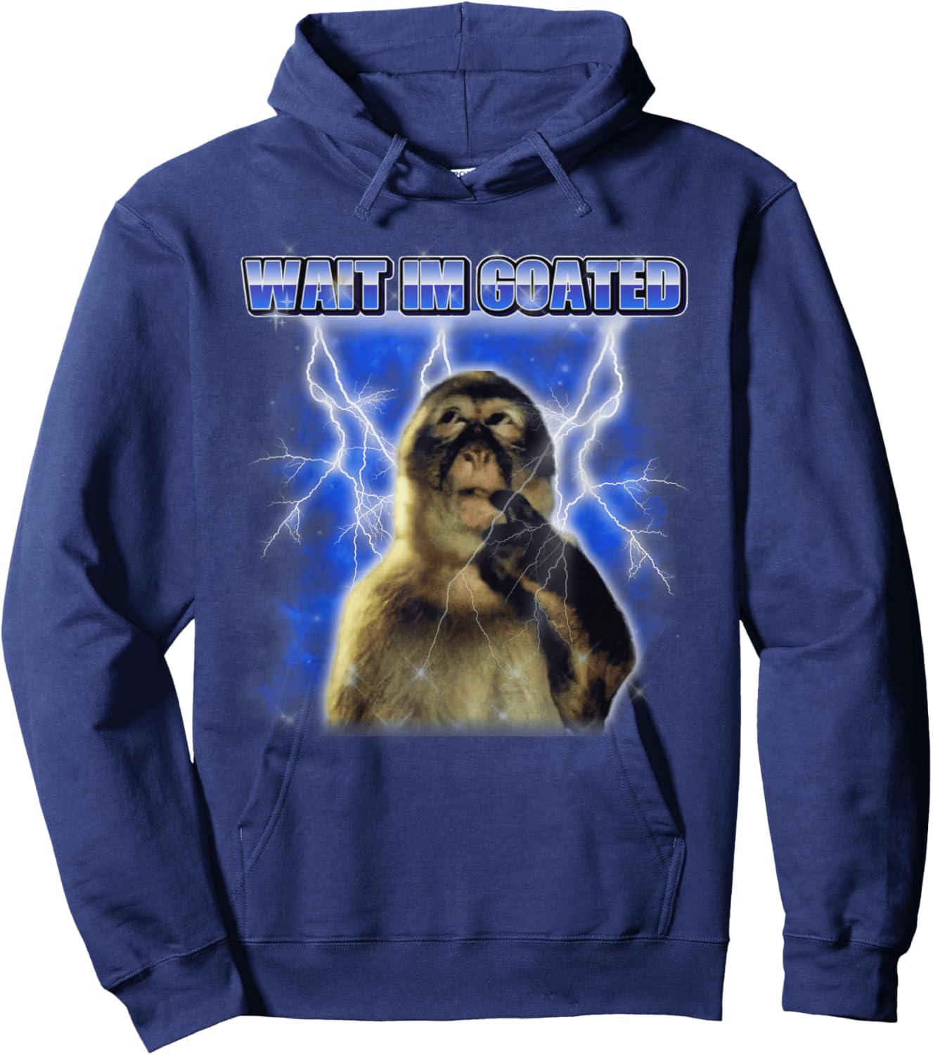 Funny Monkey Meme Men Women Wait I'm Goated Hoodie - Hoodie | Navy