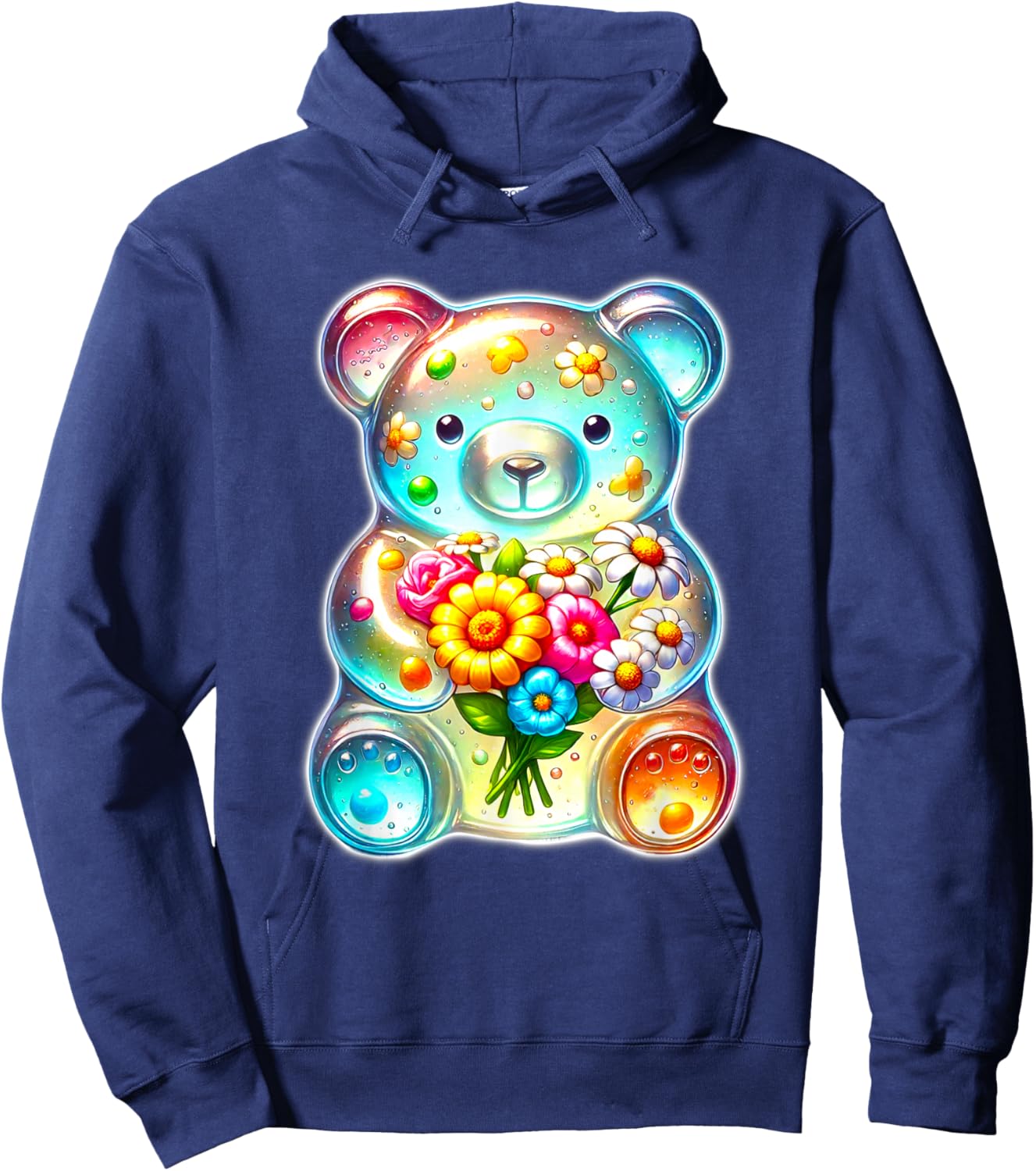 Gummy Bear Candy Rainbow Flowers Hoodie - Hoodie | Navy