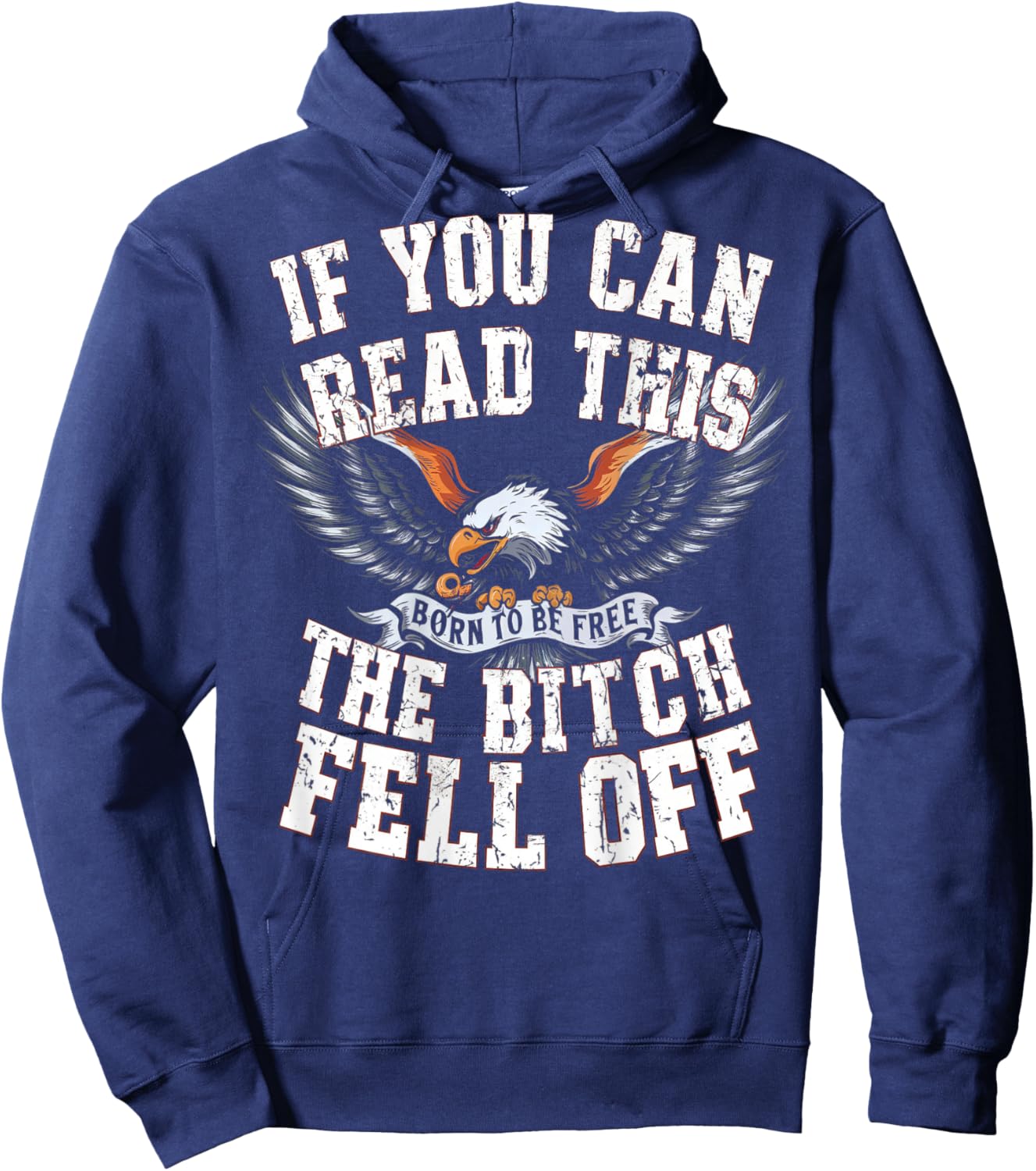 Funny Motocross Dirt Bike Bikers Awesome Motorbike If You Can Read This The Bitch Fell Off Biker Back Print Black Modern Short Sleeve Hoodie - Hoodie | Navy