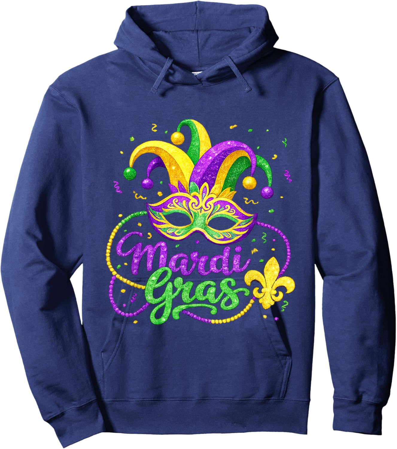 Funny Carnival Party Mask Costume Mardi Gras Hoodie - Hoodie | Navy