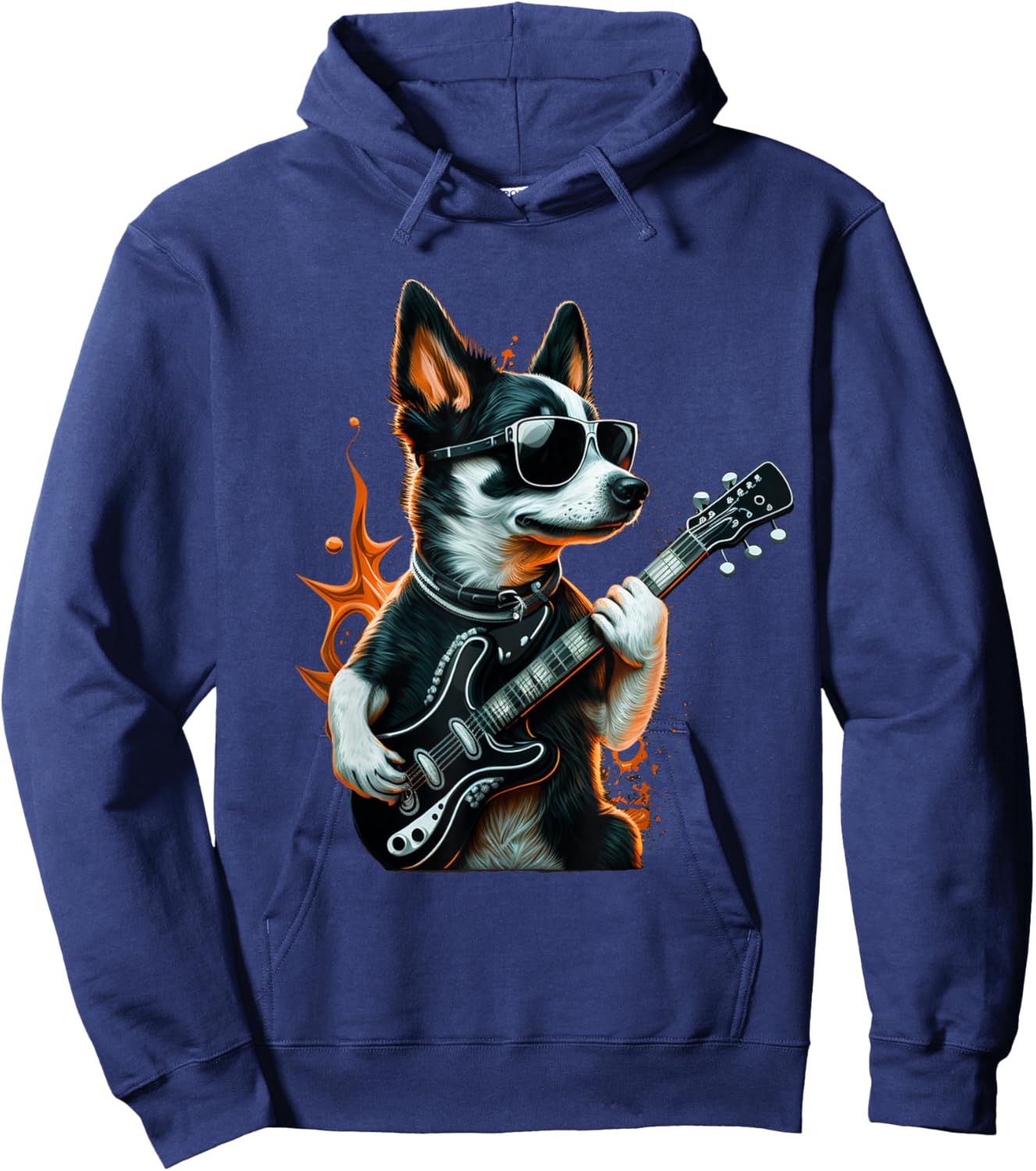 Rock & Roll Dog Playing Guitar Hoodie - Hoodie | Navy