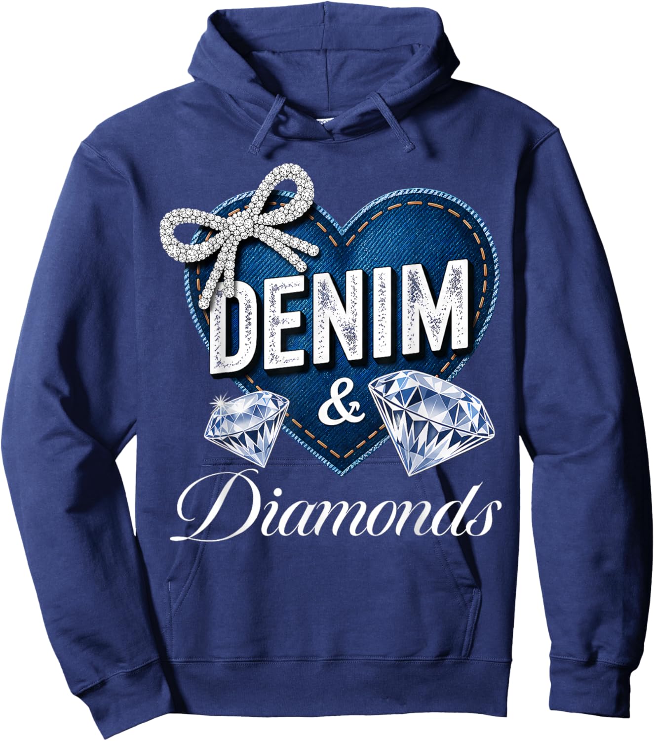 Denim and Diamonds Western Cowgirl Men Girls Hoodie - Hoodie | Navy