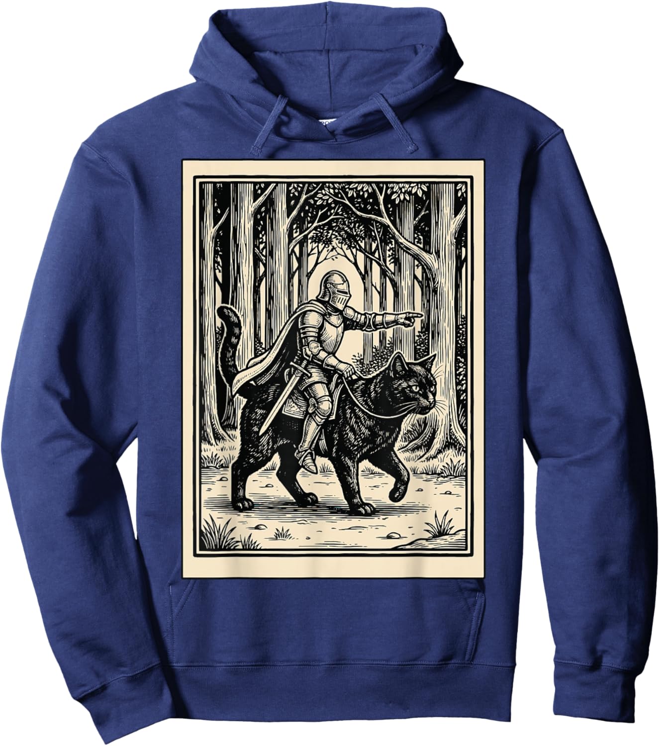 Knight Riding Cat Hoodie - Hoodie | Navy