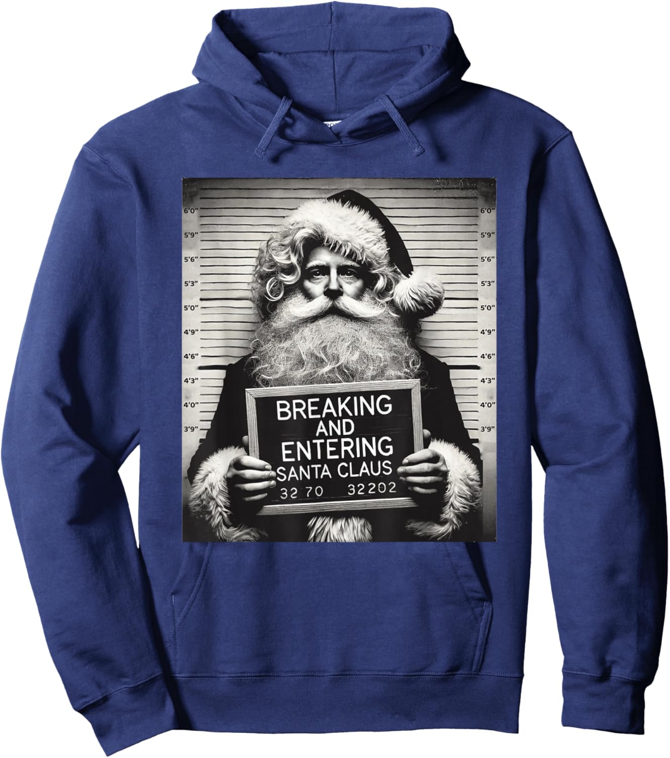 Santa Mugshot Funny Christmas Santa Xmas Hoodie - Hoodie | Navy