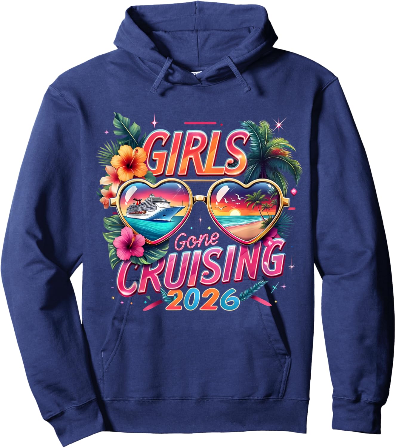 Girls Gone Cruising 2026 Tropical Trip Hoodie - Hoodie | Navy