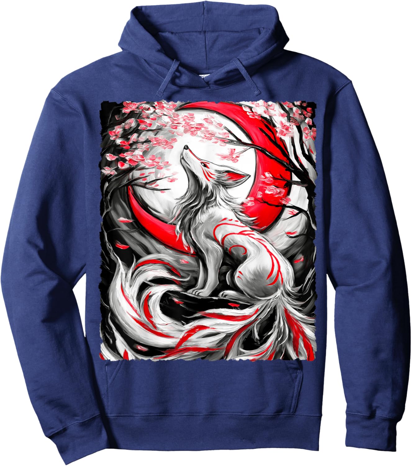 Kitsune Fuchs Spirituelle Yokai Kunst Hoodie - Hoodie | Navy