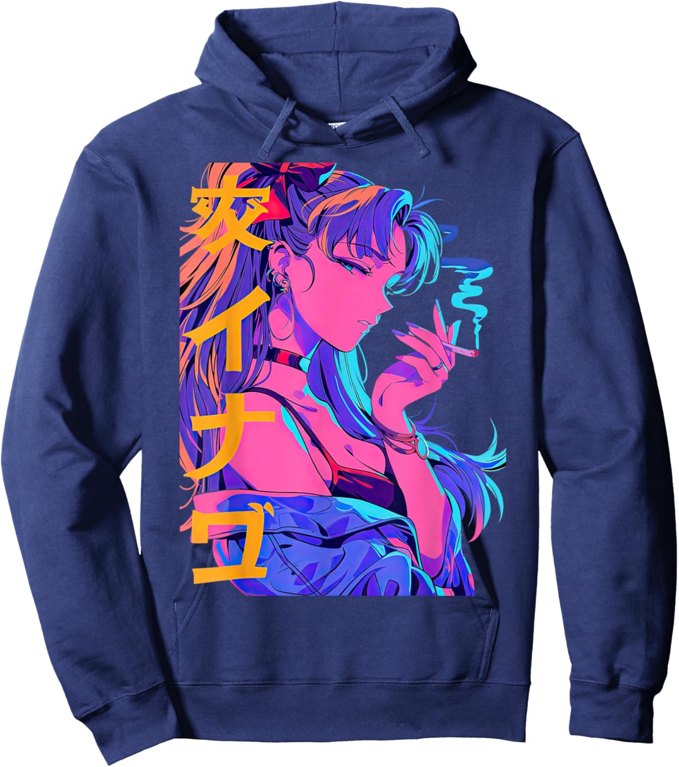 Waifu Anime Horror Girl Aesthetic Hoodie - Hoodie | Navy