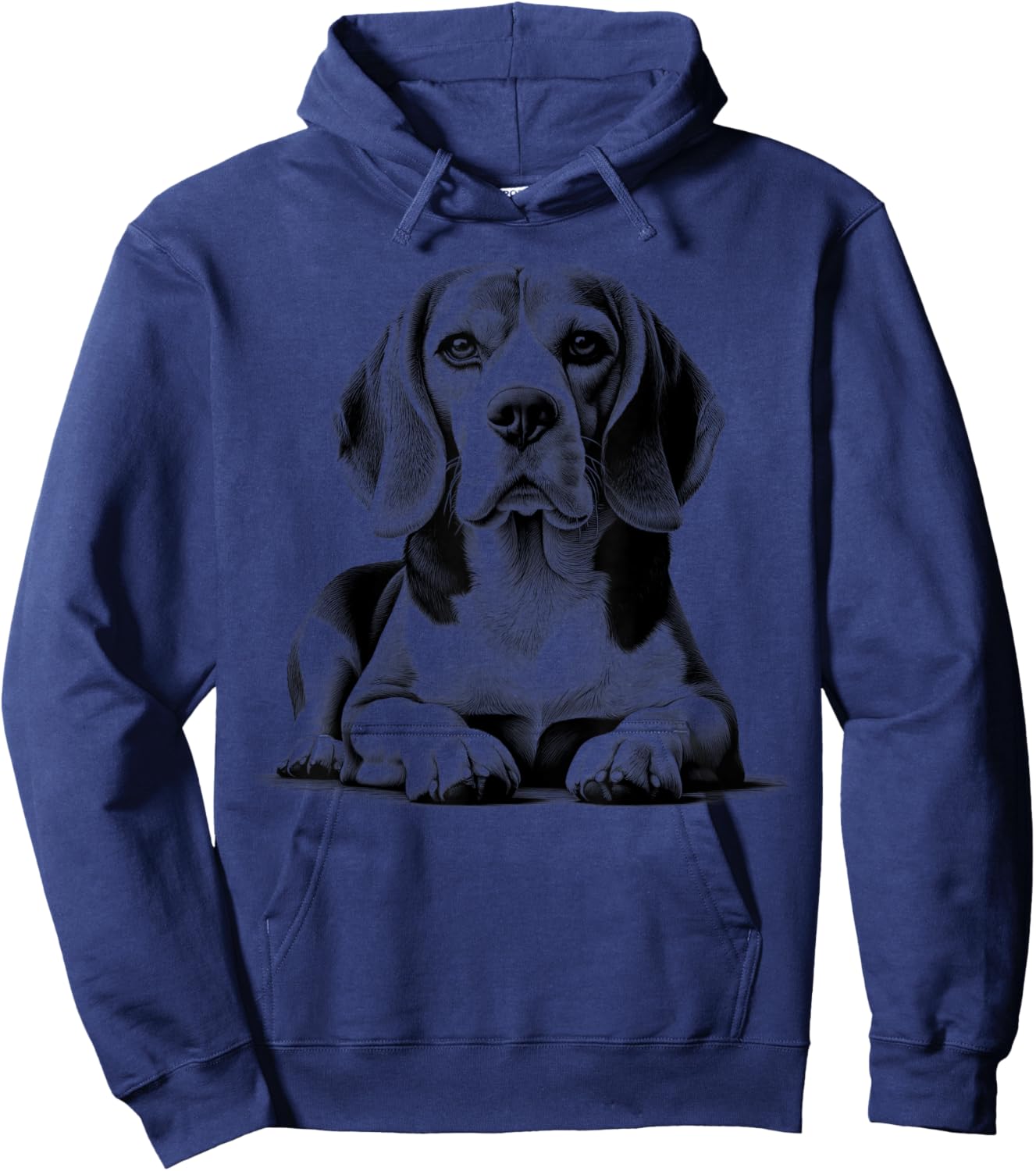 Super Cute Beagle Portrait in Lying Pose Hoodie - Hoodie | Navy