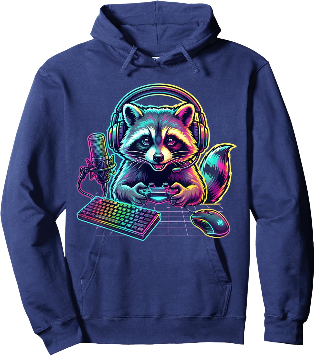 Funny Raccoon Gamer Video Game Lover Hoodie - Hoodie | Navy