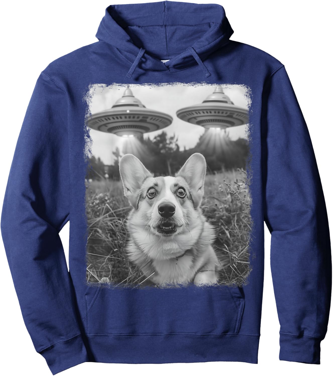 Corgi Dog UFO Alien Extraterrestrial Selfie Hoodie - Hoodie | Navy
