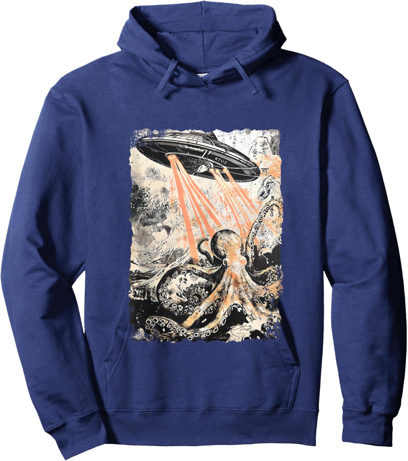 Vintage Octopus UFO UAP Alien Octopus Octopus Hoodie - Hoodie | Navy