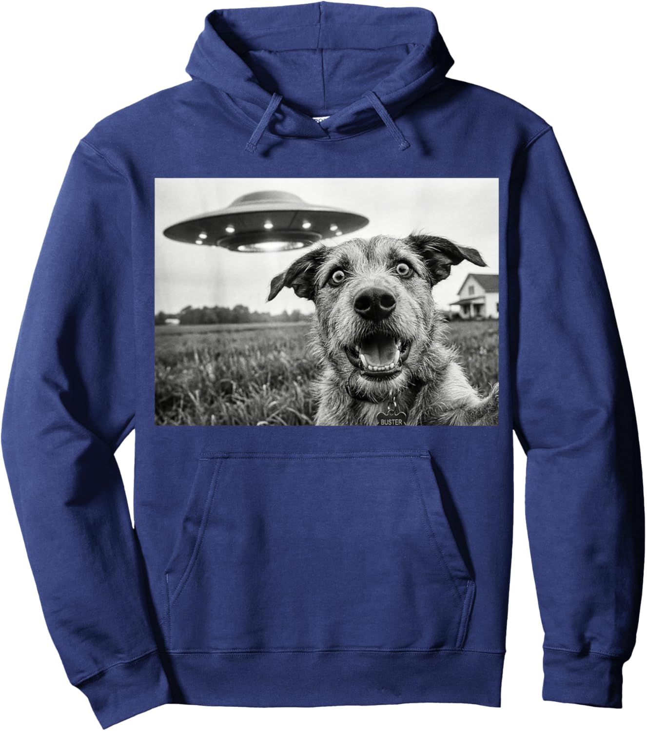 Funny Dog Selfie UFO Flying Saucer Sci-Fi Alien Hoodie - Hoodie | Navy