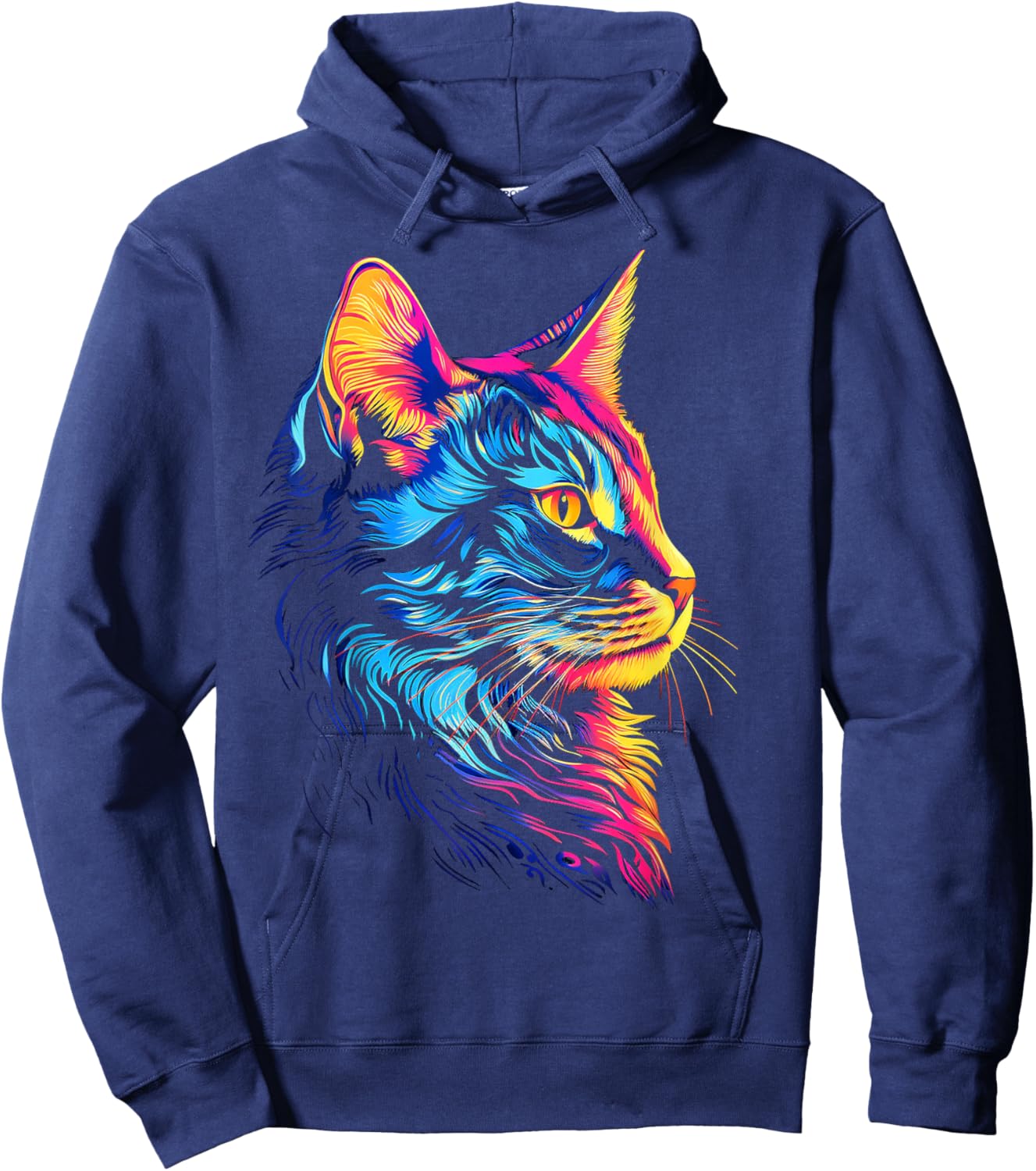 Cat Graphic Pet Art Cat Hoodie - Hoodie | Navy