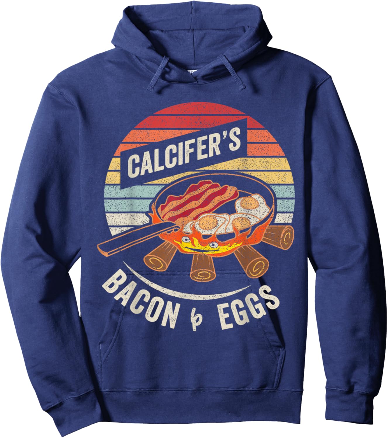 Retro Calcifer's Bacon and Egg Cook Food Lover Hoodie - Hoodie | Navy