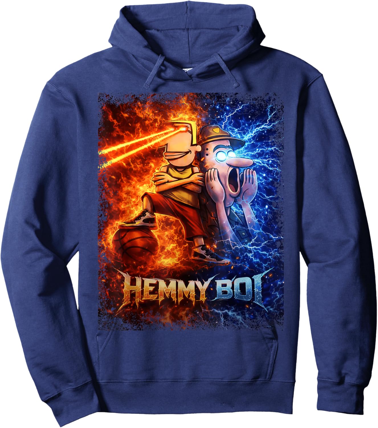 Funny Cartoon Hemmy Boi City Boy Brainrot Meme Hoodie - Hoodie | Navy