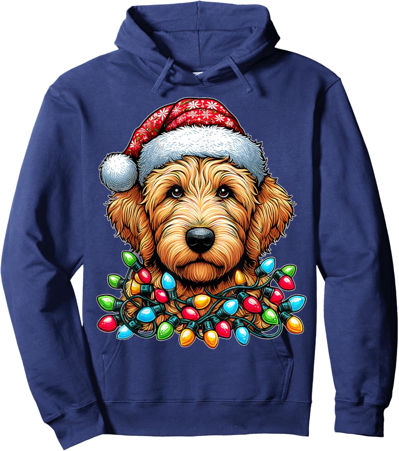 Golden Doodle Goldendoodle Christmas Hat Xmas Hoodie - Hoodie | Navy