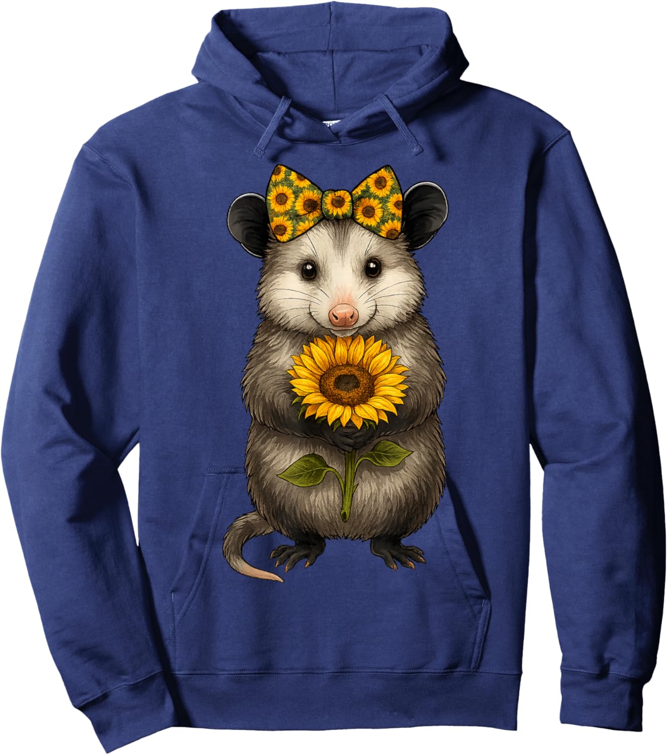 Opossum Sunflower Bow Hoodie - Hoodie | Navy