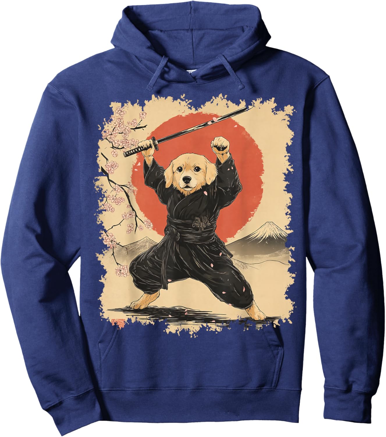 Golden Retriever Samurai Hoodie - Hoodie | Navy